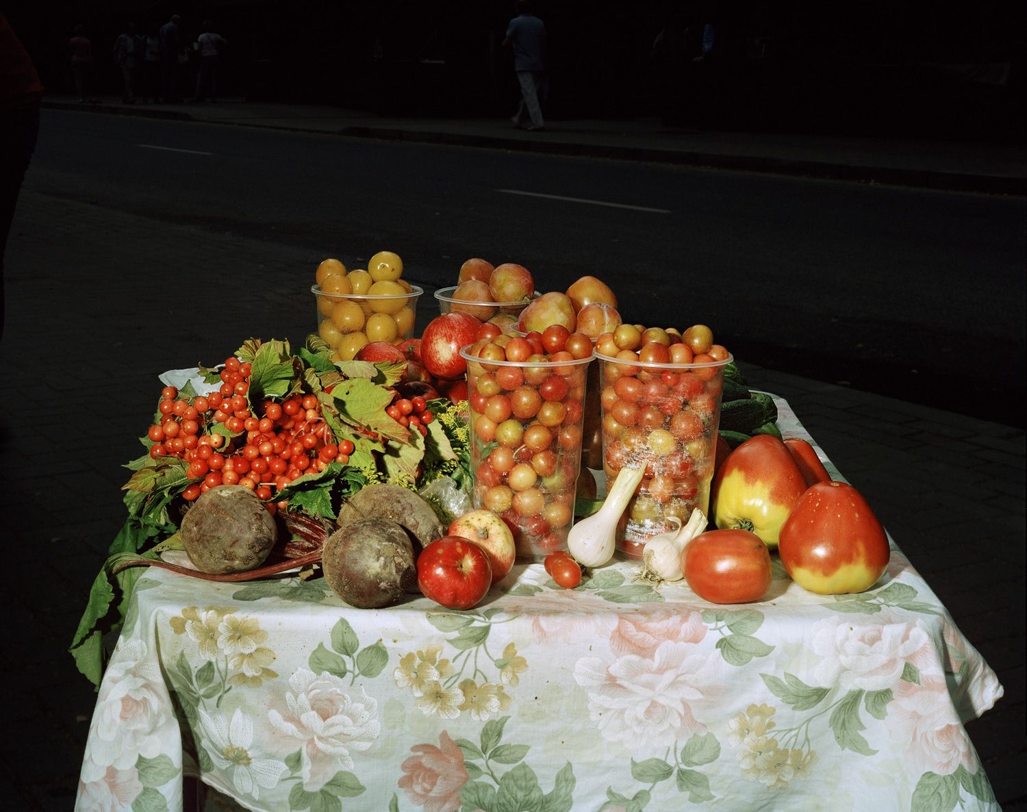 Tomaten und Mirabellen auf Kaliningrader Straßenmarkt